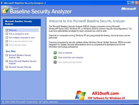 Screenshot Microsoft Baseline Security Analyzer para Windows 10