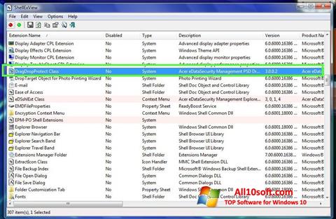 Screenshot ShellExView para Windows 10