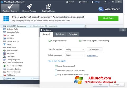Screenshot Wise Registry Cleaner para Windows 10
