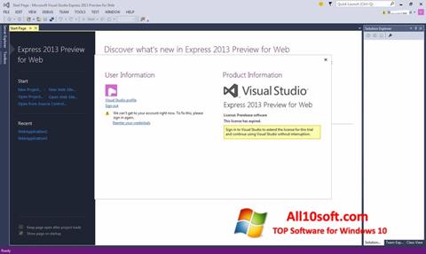 Screenshot Microsoft Visual Studio para Windows 10