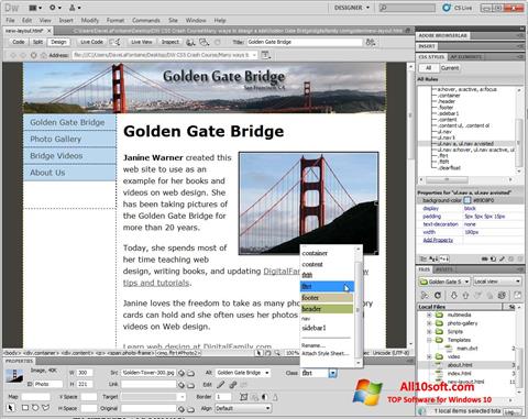 Screenshot Adobe Dreamweaver para Windows 10