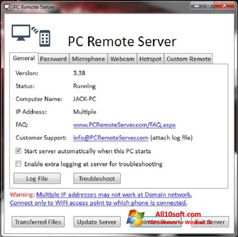 Screenshot PC Remote Server para Windows 10