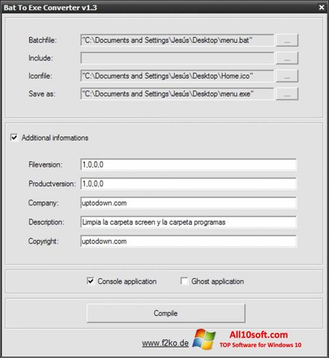 Screenshot Bat To Exe Converter para Windows 10