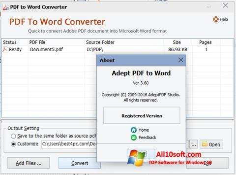 Screenshot PDF to Word Converter para Windows 10