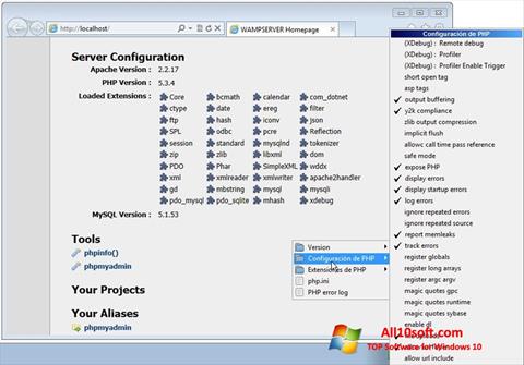 Screenshot WampServer para Windows 10