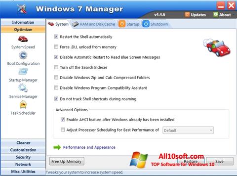 Screenshot Windows 7 Manager para Windows 10