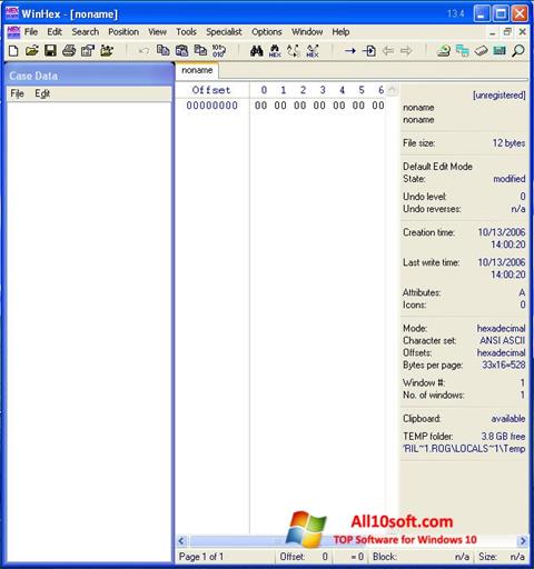 Screenshot WinHex para Windows 10
