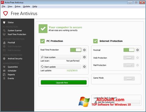 Screenshot Avira Free Antivirus para Windows 10
