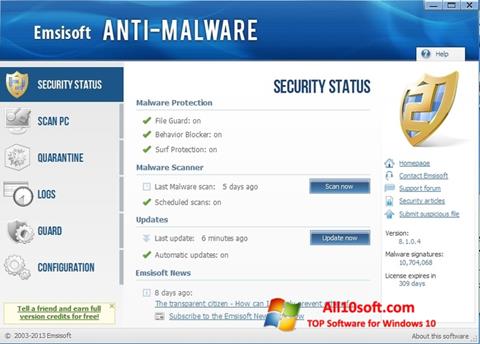 Screenshot Emsisoft Anti-Malware para Windows 10