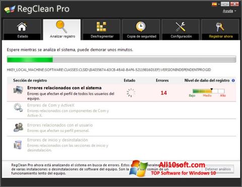 Screenshot RegClean Pro para Windows 10