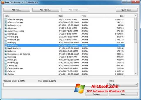Screenshot Free Disc Burner para Windows 10