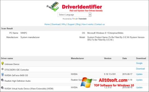 Screenshot Driver Identifier para Windows 10
