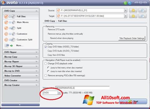 Screenshot DVDFab para Windows 10