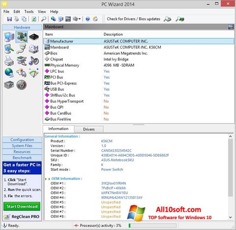 Screenshot PC Wizard para Windows 10