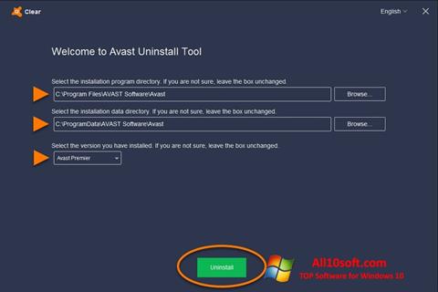 Screenshot Avast Uninstall Utility para Windows 10
