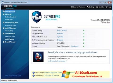 Screenshot Outpost Security Suite PRO para Windows 10