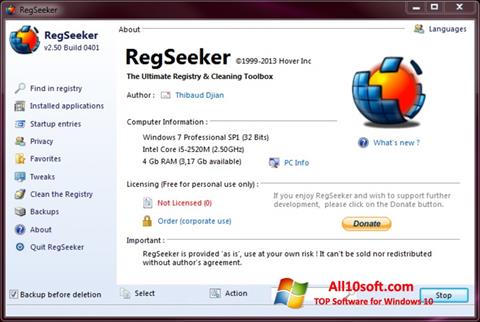 Screenshot RegSeeker para Windows 10