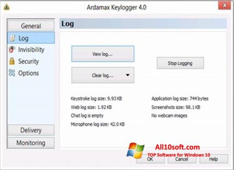 Screenshot Ardamax Keylogger para Windows 10