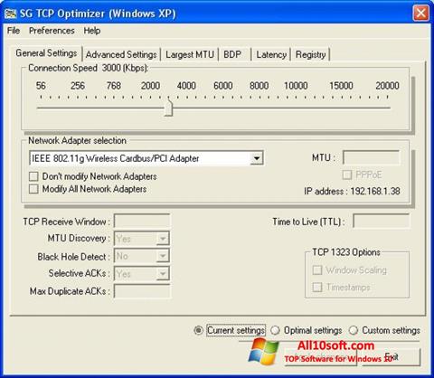 Screenshot TCP Optimizer para Windows 10