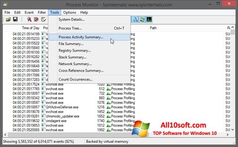 Screenshot Process Monitor para Windows 10
