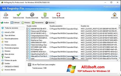 Screenshot Vit Registry Fix para Windows 10