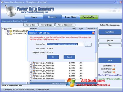 Screenshot Power Data Recovery para Windows 10