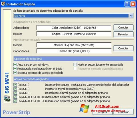 Screenshot PowerStrip para Windows 10