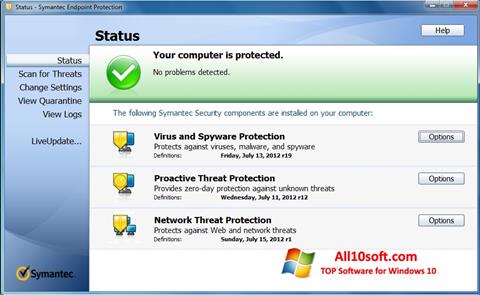 Screenshot Symantec Endpoint Protection para Windows 10