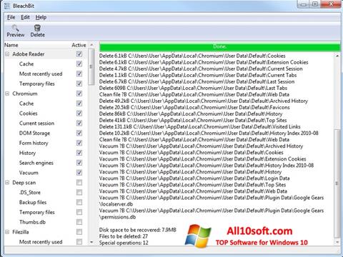 Screenshot BleachBit para Windows 10