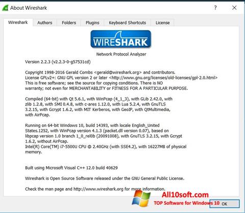 Screenshot Wireshark para Windows 10