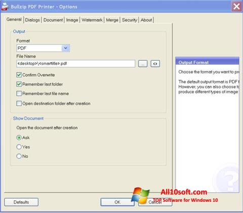 Screenshot BullZip PDF Printer para Windows 10