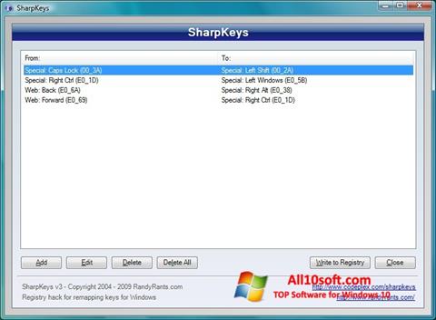 Screenshot SharpKeys para Windows 10
